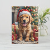 Golden Retriever Puppy's First Christmas Festive シーズンカード (スタンド正面)