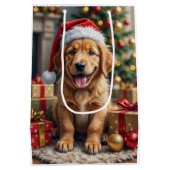 Golden Retriever Puppy's First Christmas Festive ミディアムペーパーバッグ (裏面)