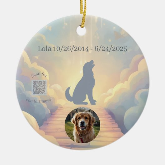 Golden Retriever Rainbow Bridge Memorial Ornament セラミックオーナメント (正面)
