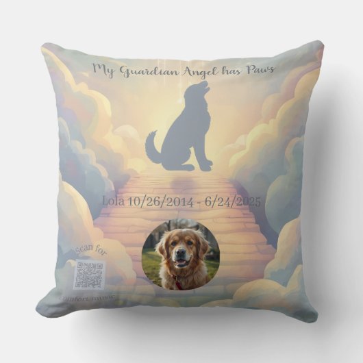Golden Retriever Rainbow Bridge Memorial Pillow クッション (正面)