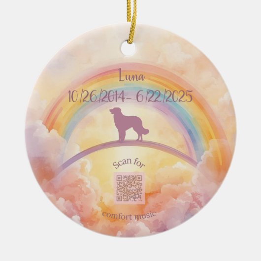  Golden Retriever Rainbow Bridge Ornament セラミックオーナメント (正面)