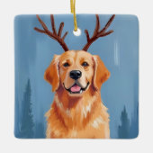 Golden Retriever Reindeer Antlers | Christmas セラミックオーナメント (正面)