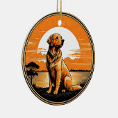 Golden Retriever Retro Sunset Dog Lover セラミックオーナメント (右)