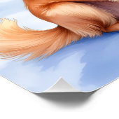 Golden Retriever Rustic Cabin Santa Hat Christmas ポスター (コーナー)