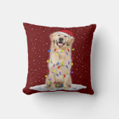 Golden retriever Santa Christmas Tree Lights Xmas クッション (正面)