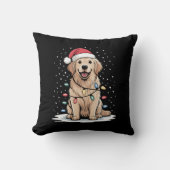 Golden Retriever Santa Christmas Tree Lights Xmas クッション (正面)