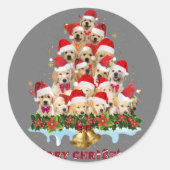 Golden Retriever Santa Hat Xmas Dogs Merry Christm ラウンドシール (正面)