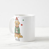 Golden Retriever Snowman Ugly Sweater Holiday コーヒーマグカップ (正面左)