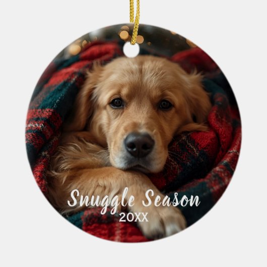 Golden Retriever Snuggle Season  セラミックオーナメント (正面)