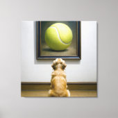 Golden Retriever Staring at a Tennis Ball Painting キャンバスプリント (正面)