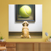 Golden Retriever Staring at a Tennis Ball Painting キャンバスプリント (インサイチュ (リビング))