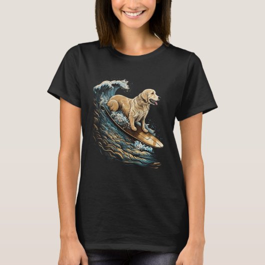 Golden Retriever Surfing Kanagawa Japanese The gre Tシャツ (正面)