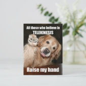 Golden Retriever Telekinesisジおもしろいョークポストカード ポストカード (スタンド正面)