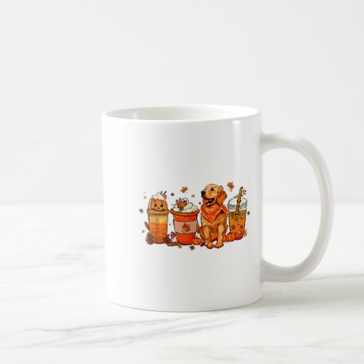 Golden Retriever Thanksgiving Fall Coffee Pumpkin コーヒーマグカップ (右)