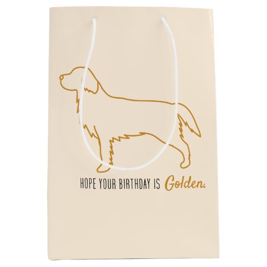 Golden Retriever Tissue Paper ミディアムペーパーバッグ (正面)