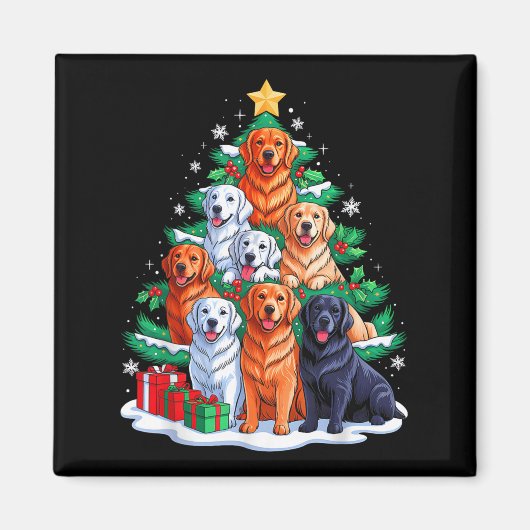 Golden Retriever Tree Christmas Xmas Squad Men Wom マグネット (正面)