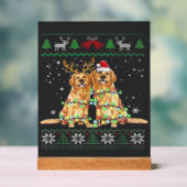 Golden retriever Ugly Christmas Dog Funny Christma アクリルサイン (ニュートラル)