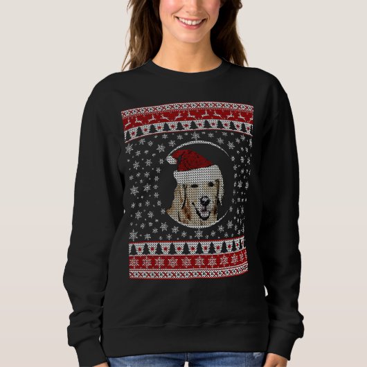 Golden Retriever Ugly Christmas Sweater Design スウェットシャツ (正面)