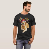 Golden Retriever Ugly Xmas Sweater Antlers Dog Tシャツ (正面フル)