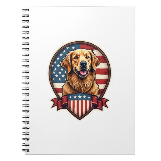 Golden Retriever USA Pride Vintage Dog Tee ノートブック (正面)