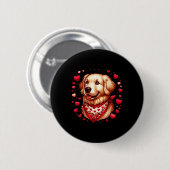 Golden Retriever Valentine Hearts Dog  缶バッジ (正面&裏面)
