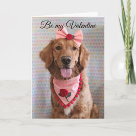 Golden Retriever Valentine's Day greeting card サンキューカード