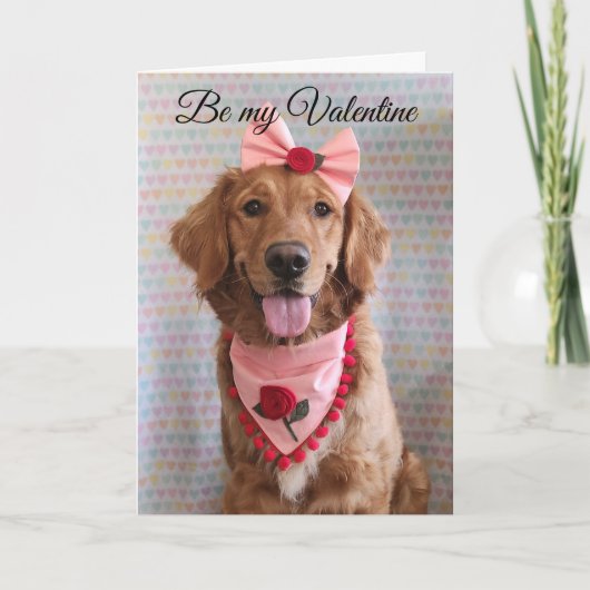 Golden Retriever Valentine's Day greeting card サンキューカード (正面)