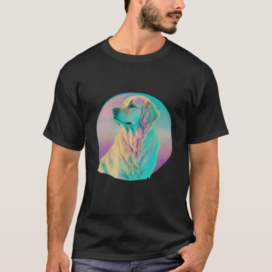 Golden Retriever Vaporwave Retrowave Aesthetic  1 Tシャツ (正面)