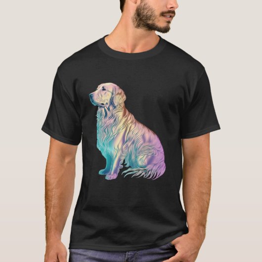 Golden Retriever Vaporwave Retrowave Aesthetic  2 Tシャツ (正面)