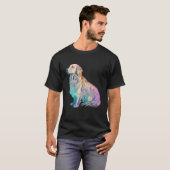 Golden Retriever Vaporwave Retrowave Aesthetic  2 Tシャツ (正面フル)