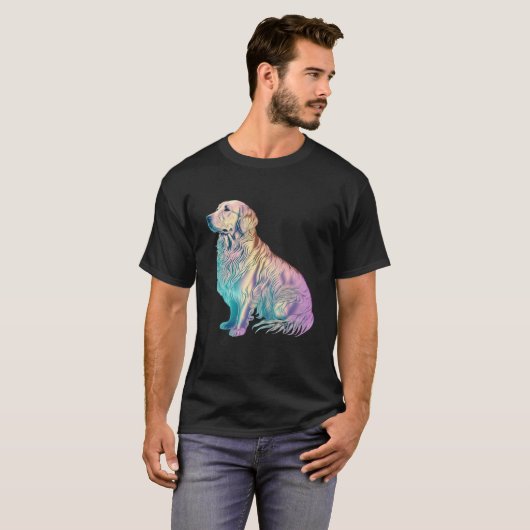 Golden Retriever Vaporwave Retrowave Aesthetic  2 Tシャツ (正面フル)