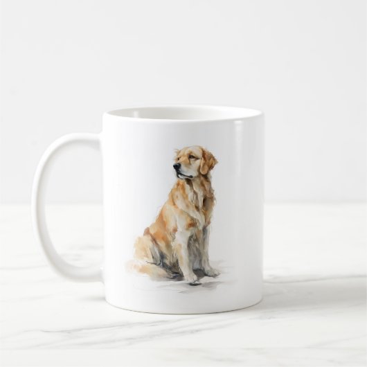 Golden Retriever Watercolor Art コーヒーマグカップ (左)