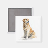 Golden Retriever Watercolor Art マグネット (正面/裏面)