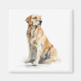 Golden Retriever Watercolor Art マグネット