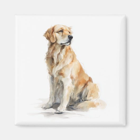Golden Retriever Watercolor Art マグネット (正面)