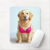 Golden Retriever Wearing a Pink Bra マウスパッド (マウス)