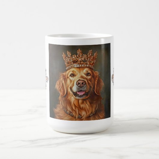 Golden Retriever Wearing Crown Mug コーヒーマグカップ (中央)