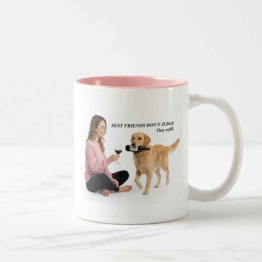 Golden Retriever Wine Humor Gift ツートーンマグカップ (右)