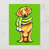 Golden Retriever Winter Scarf ポストカード (正面)