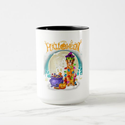 Golden Retriever Witch Costumes  Halloween Lights マグカップ (中央)