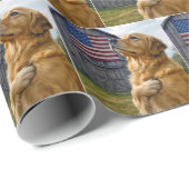 Golden Retriever With a Barn American Flag ラッピングペーパー (ロールコーナー)