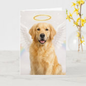 Golden Retriever with Angel Wings カード (黄色い花)