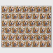 Golden Retriever with Red Lipstick Kisses ラッピングペーパー (フラット)