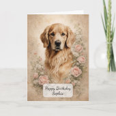 Golden Retriever with Roses カード (正面)