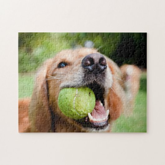 Golden Retriever With Tennis Ball ジグソーパズル (横)