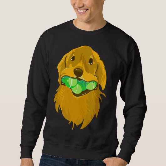 Golden Retriever With Tennis Balls Active スウェットシャツ (正面)