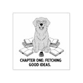 Golden Retriever Writer Reading Graphic Design ラバースタンプ (インプリント)