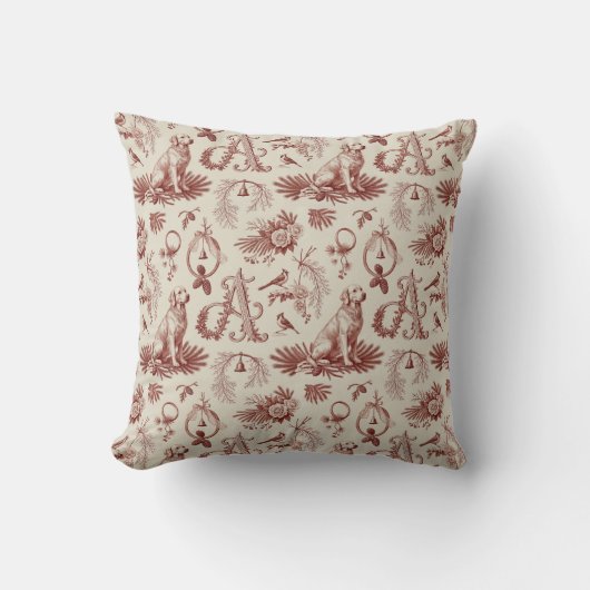 Golden Retriever Xmas Letter A Home Decor クッション (正面)