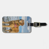 Golden Retriverが自分の写真の荷物タグを挿入 ラゲッジタグ (正面横)