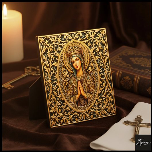 Golden Reverence Virgin Mary フォトプラーク